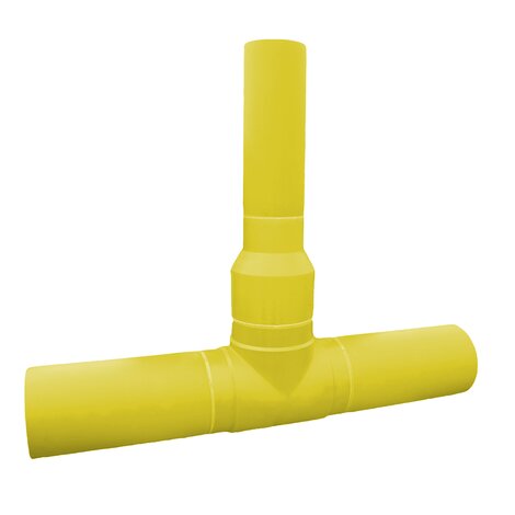 GPS Yellow 180mm x 125mm PE80 SDR17.6 Pupped Reduced Branch Tee