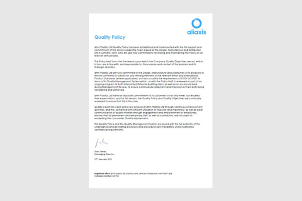 Aliaxis UK Quality Policy 2024